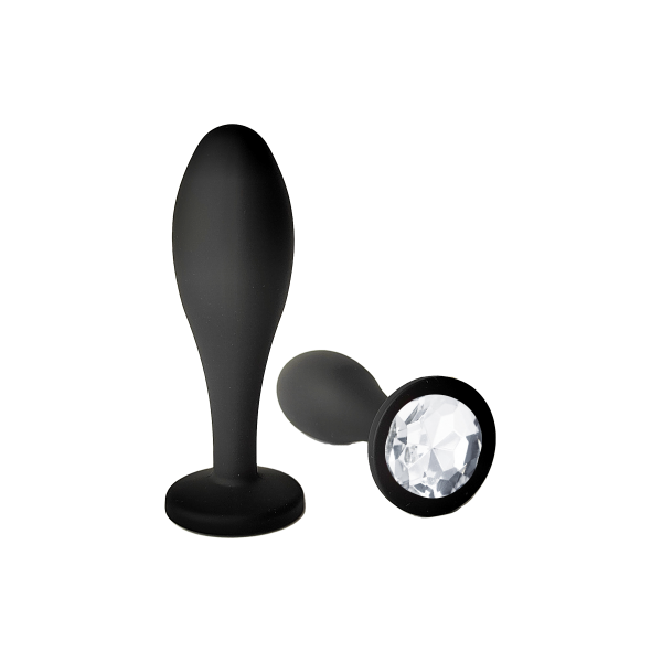 Пробка с белым кристаллом "Vandersex" черная капля, S 